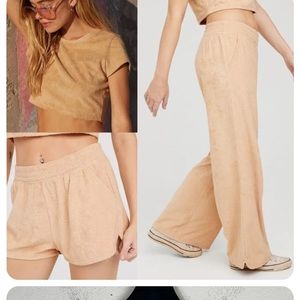 Aerie Offline Summer Lights Terry Smiley Cropped Tee & Pants Small and XS pants
